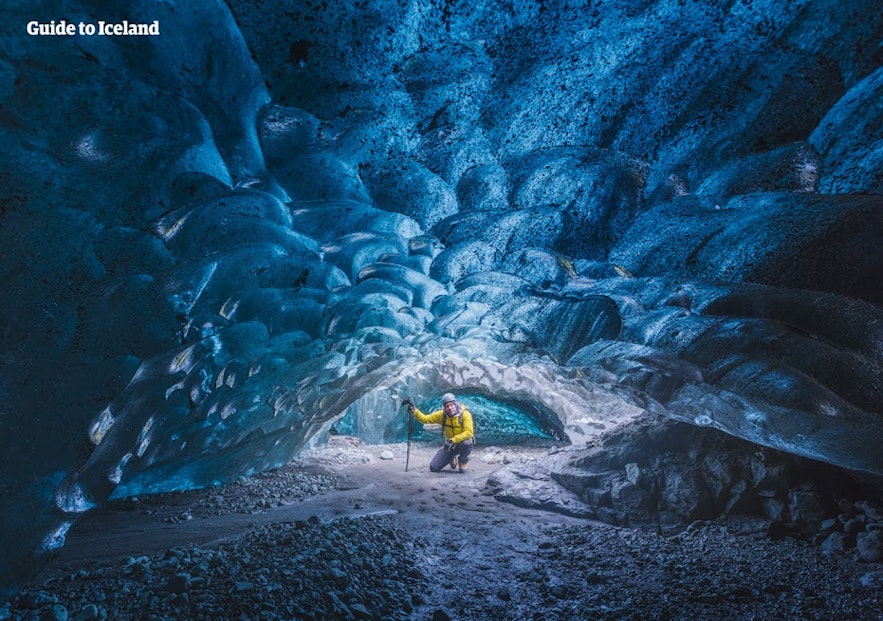 Ice caving is possible in winter months in Iceland