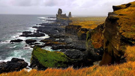Snæfellsnes Peninsula is filled with jagged cliffs, mighty mountains and a glacier that covers a volcano.