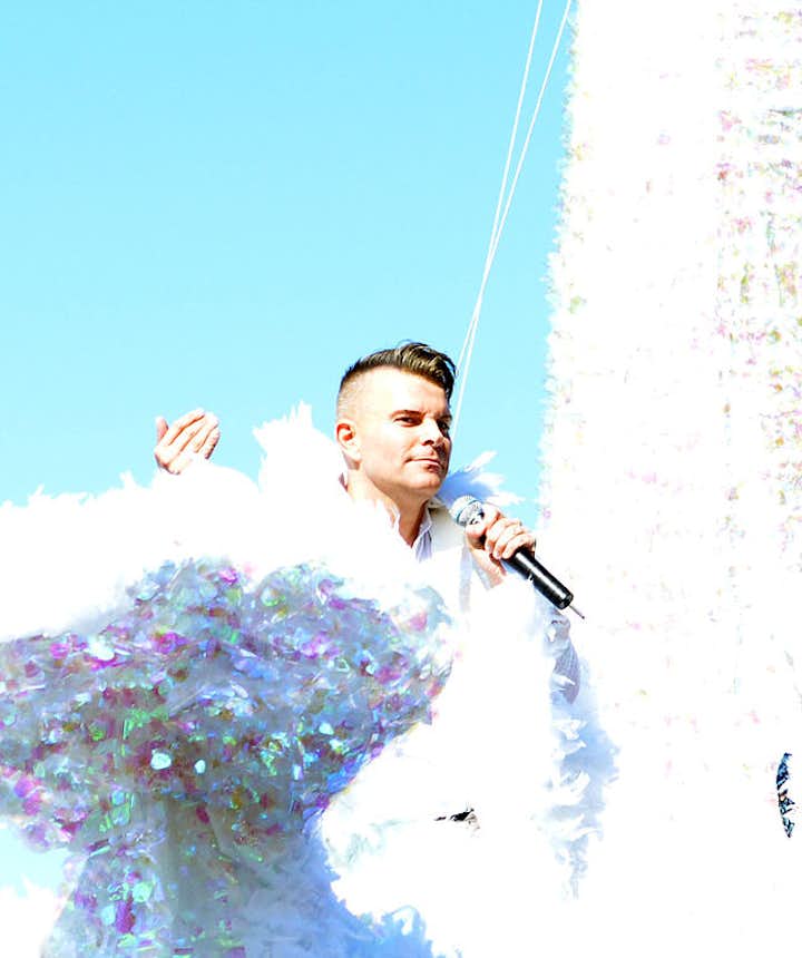 Páll Óskar on his 2015 Pride float.