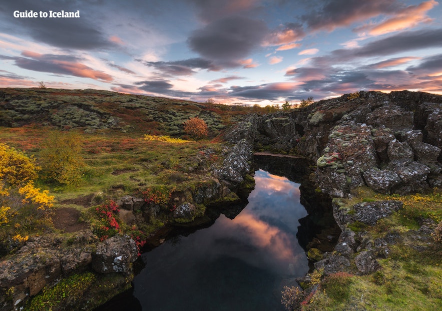 Þingvellir nationalpark är den enda platsen på Island som finns med på UNESCO:s världsarvslista.