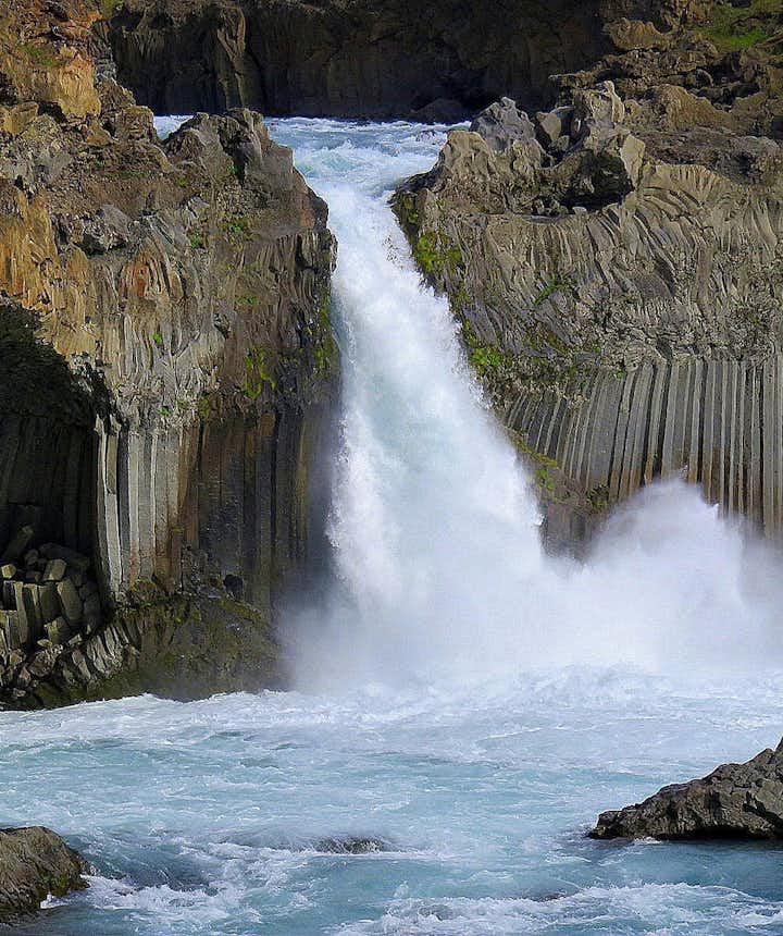 Aldeyjarfoss Waterfall in North-Iceland in extraordinary Basalt Column Settings