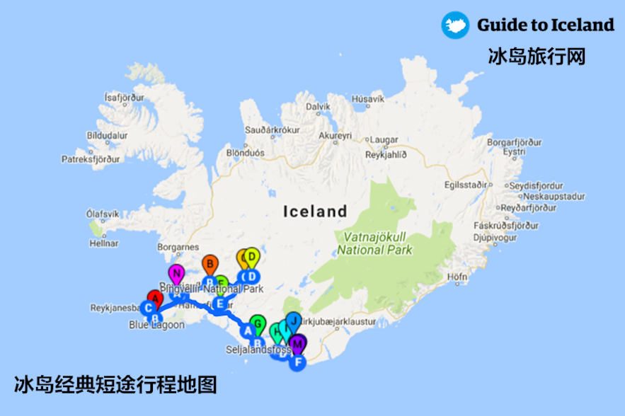 冰岛短途自驾游地图
