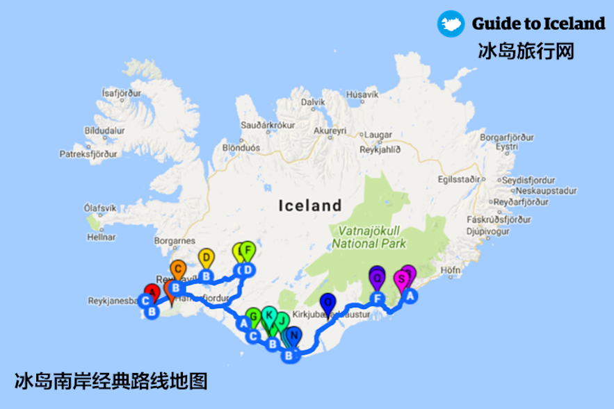 冰岛南岸经典自驾线路地图