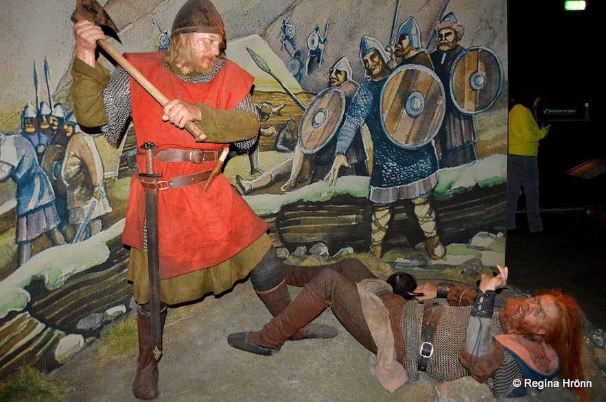 A crucial scene from Örlygsstaðabardagi at the Saga Museum in Reykjavík