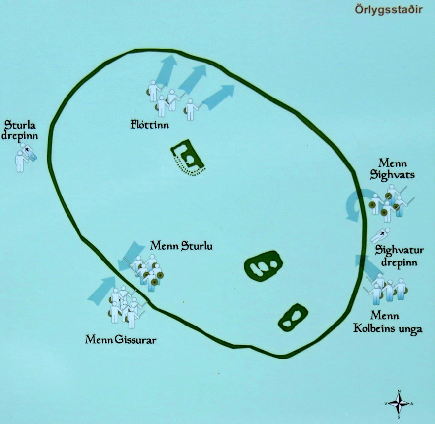 The map of Örlygsstaðabardagi