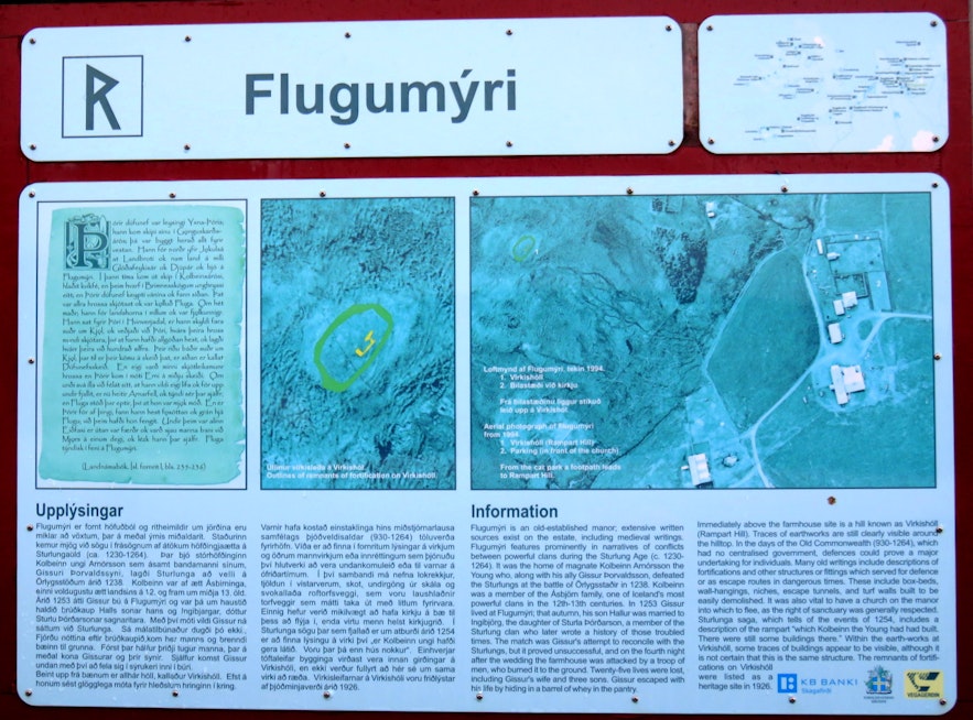 Flugumýri information sign Skagafjörður