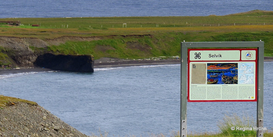 Selvík on Skagi information sign