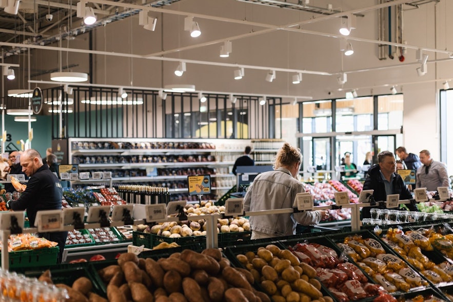 Shop at budget grocery stores in Iceland