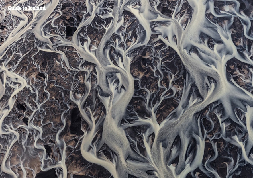 An Icelandic river system as seen from above.