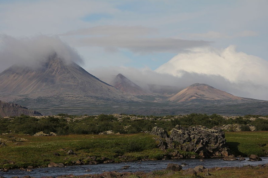 Mt. Baula, behind river Norðurá, in the foreground.