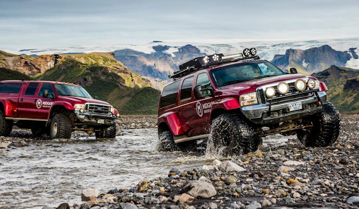 Travel into the wild Icelandic Highlands on a super jeep tour.