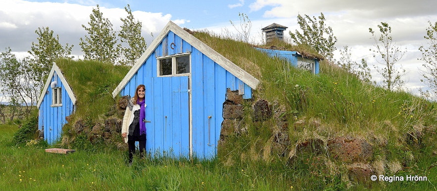 Turf outhouses at Vallarhjáleiga in Flóahreppur in South-Iceland
