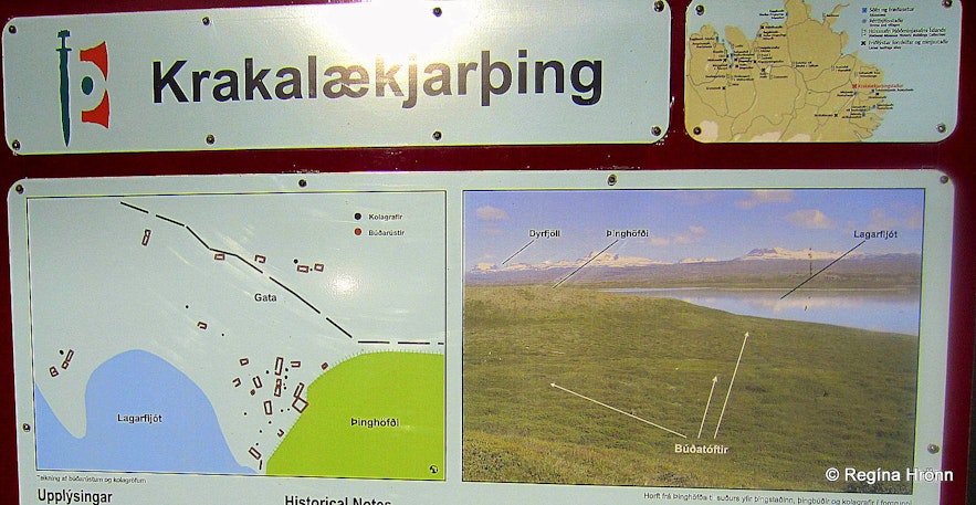 Krakalækjarþing ruins in East-Iceland information sign