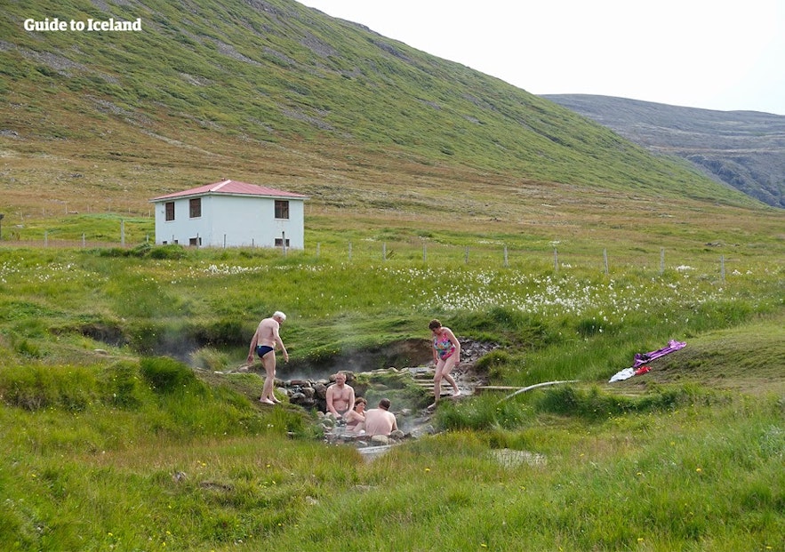 Natural hot spring in Iceland's Westfjords
