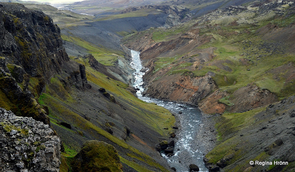 Háifoss Granni And Hjálparfoss The Beautiful Waterfalls In Fossá River