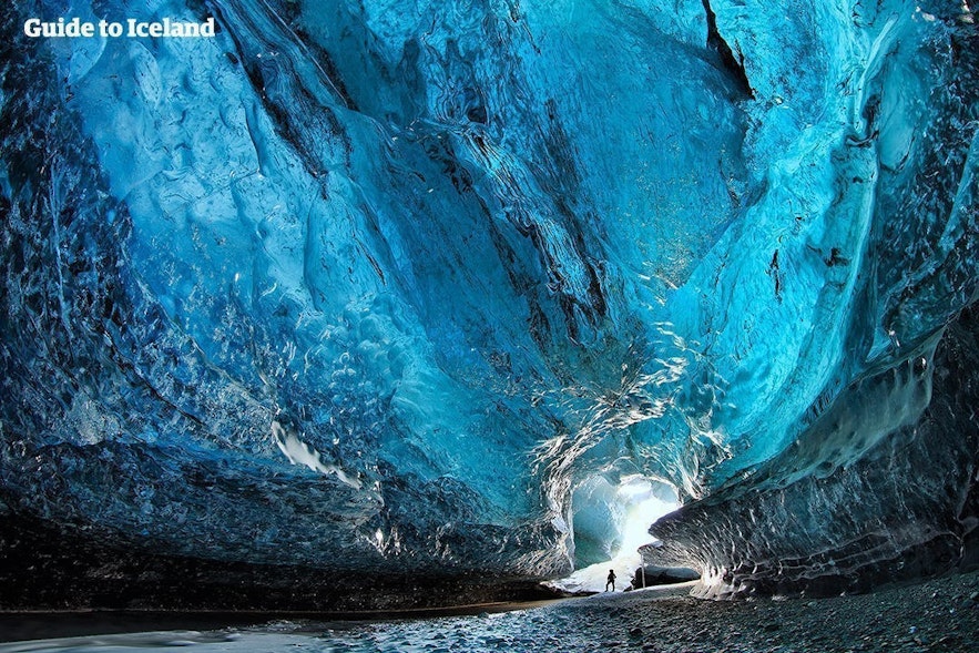 The beautiful natural ice caves in Iceland's Vatnajökull glacier