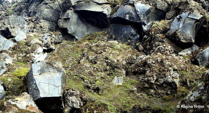 Obsidian glassy rock in Laugahraun lava field