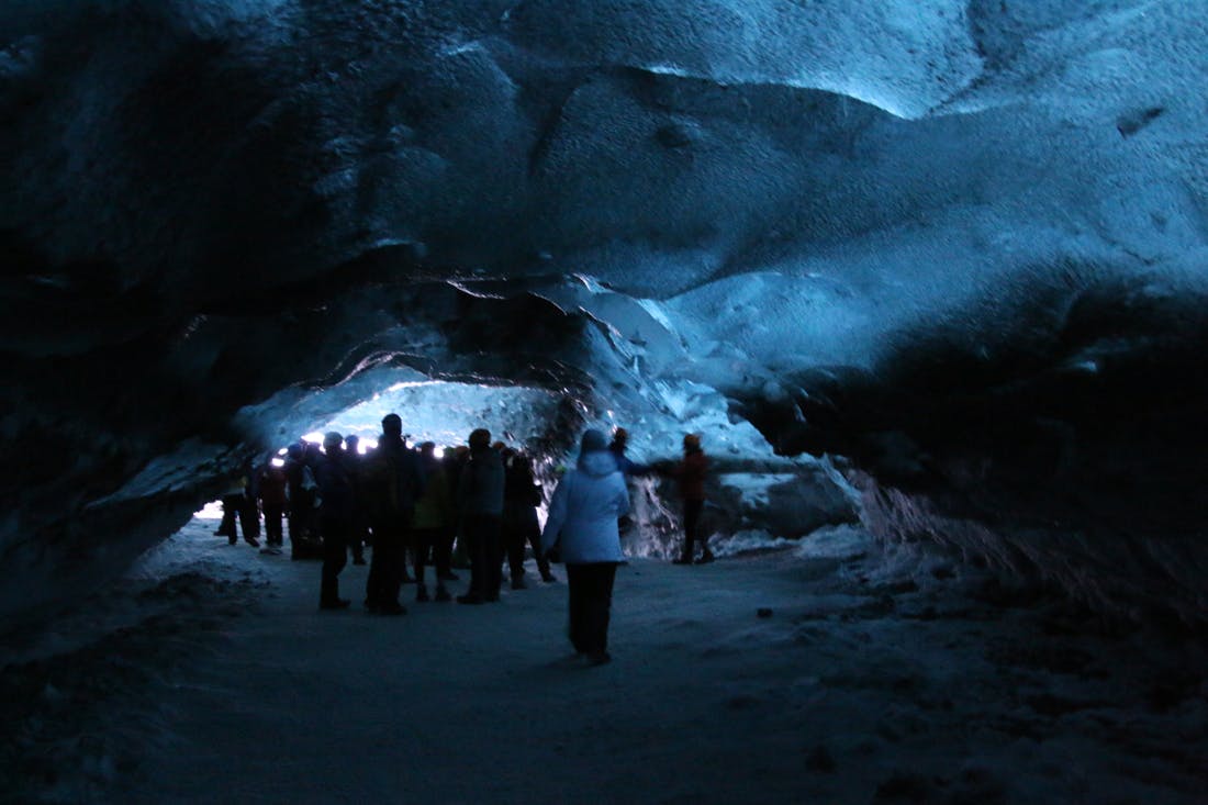 Inside a blue Ice Cave in Vatnajökull national park.