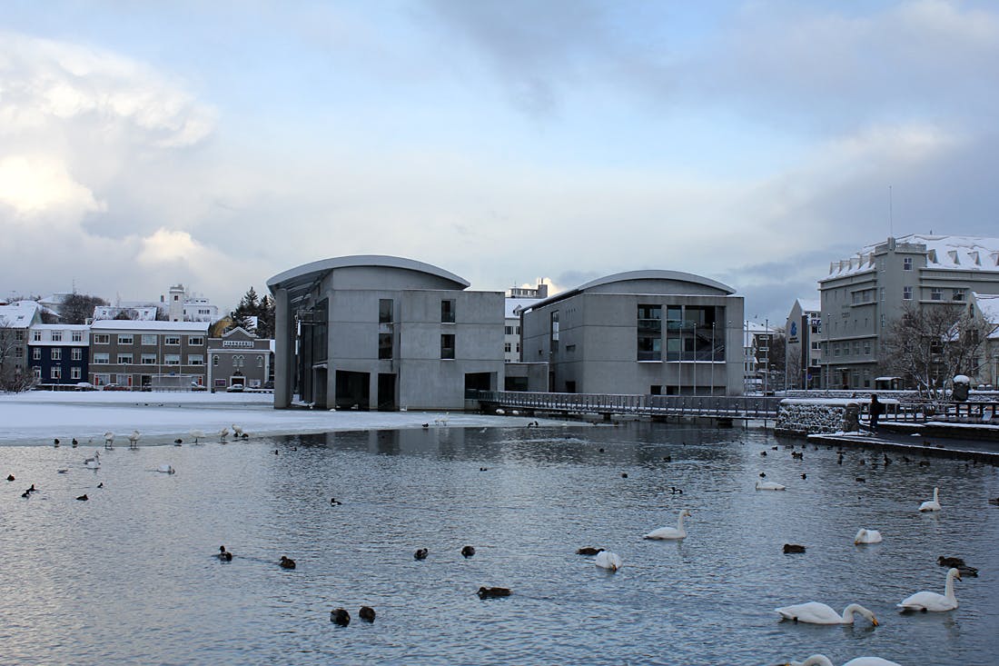 Reykjavík's City Hall in the winter.