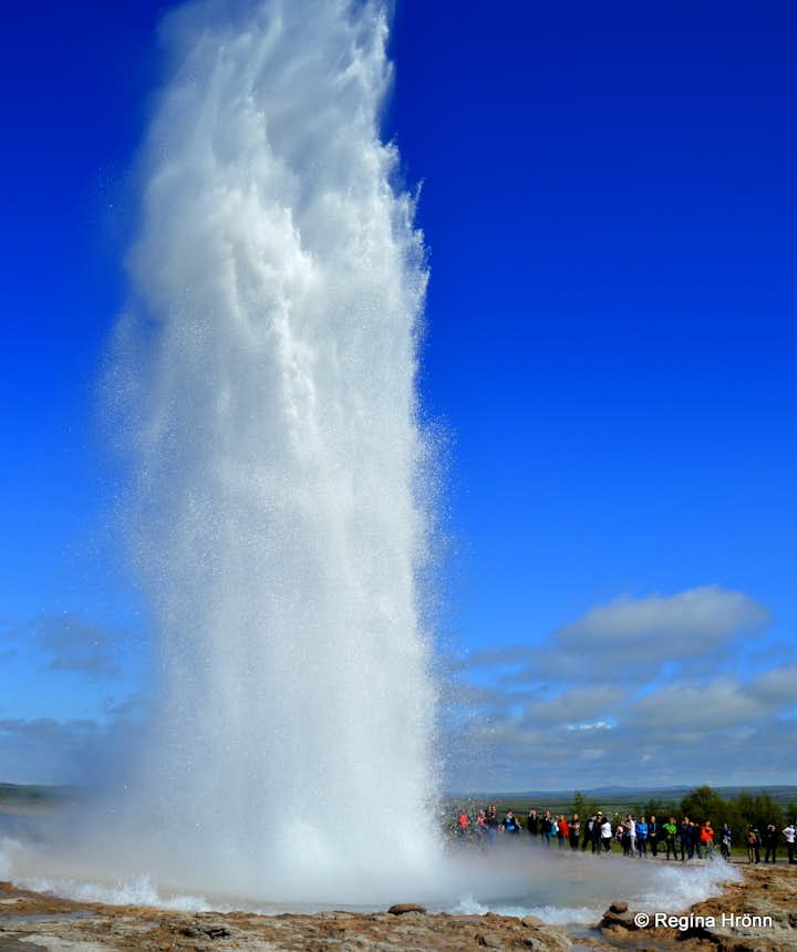 Strokkur erupting in the Geysir geothermal area that is part of the Golden Circle.