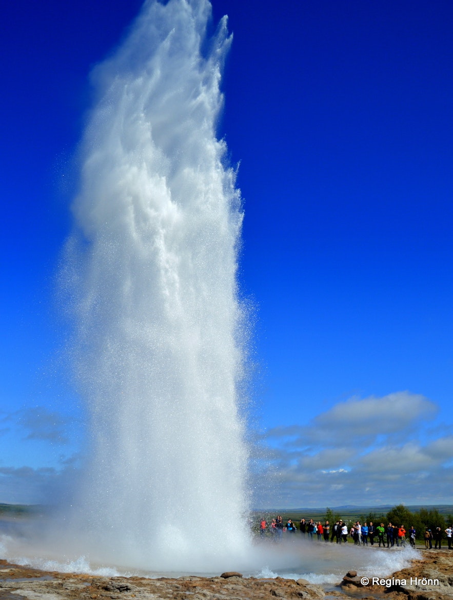 Strokkur erupting in the Geysir geothermal area that is part of the Golden Circle.