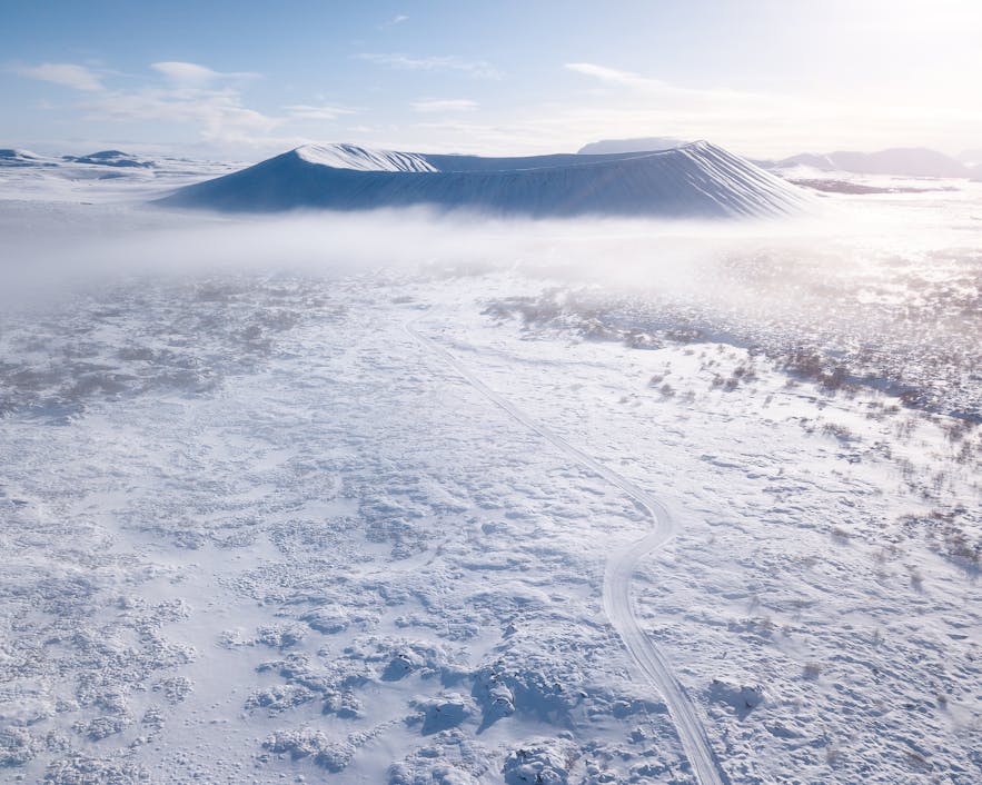 冬季的冰島北部Hverfjall