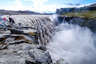 Dettifoss waterfall boasts a voluminous cascade in North Iceland.