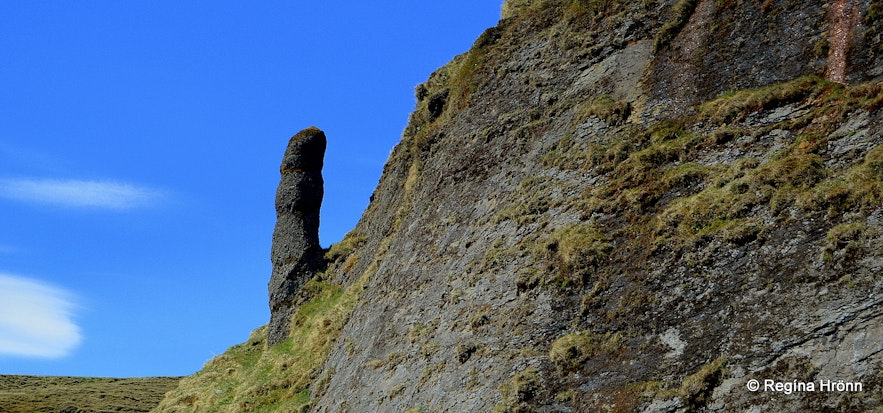 A phallus looking rock formation at Kirkjubæjarklaustur