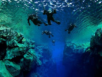 Snorkelling in Silfra is one of Iceland's most popular activities.