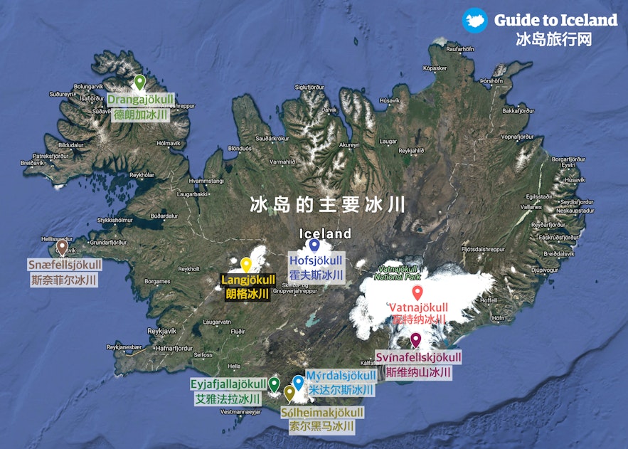 冰岛冰川地图