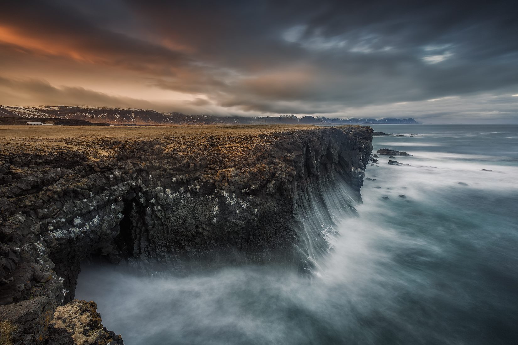 The dramatic cliffs near Arnarstapi village on the Snæfellsnes Peninsula.