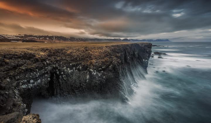 The dramatic cliffs near Arnarstapi village on the Snæfellsnes Peninsula.