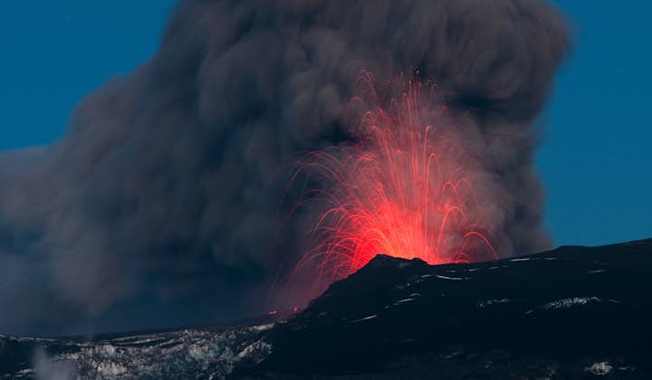 The drama of the volcanic power of Eyjafjallajökull glacier volcano.