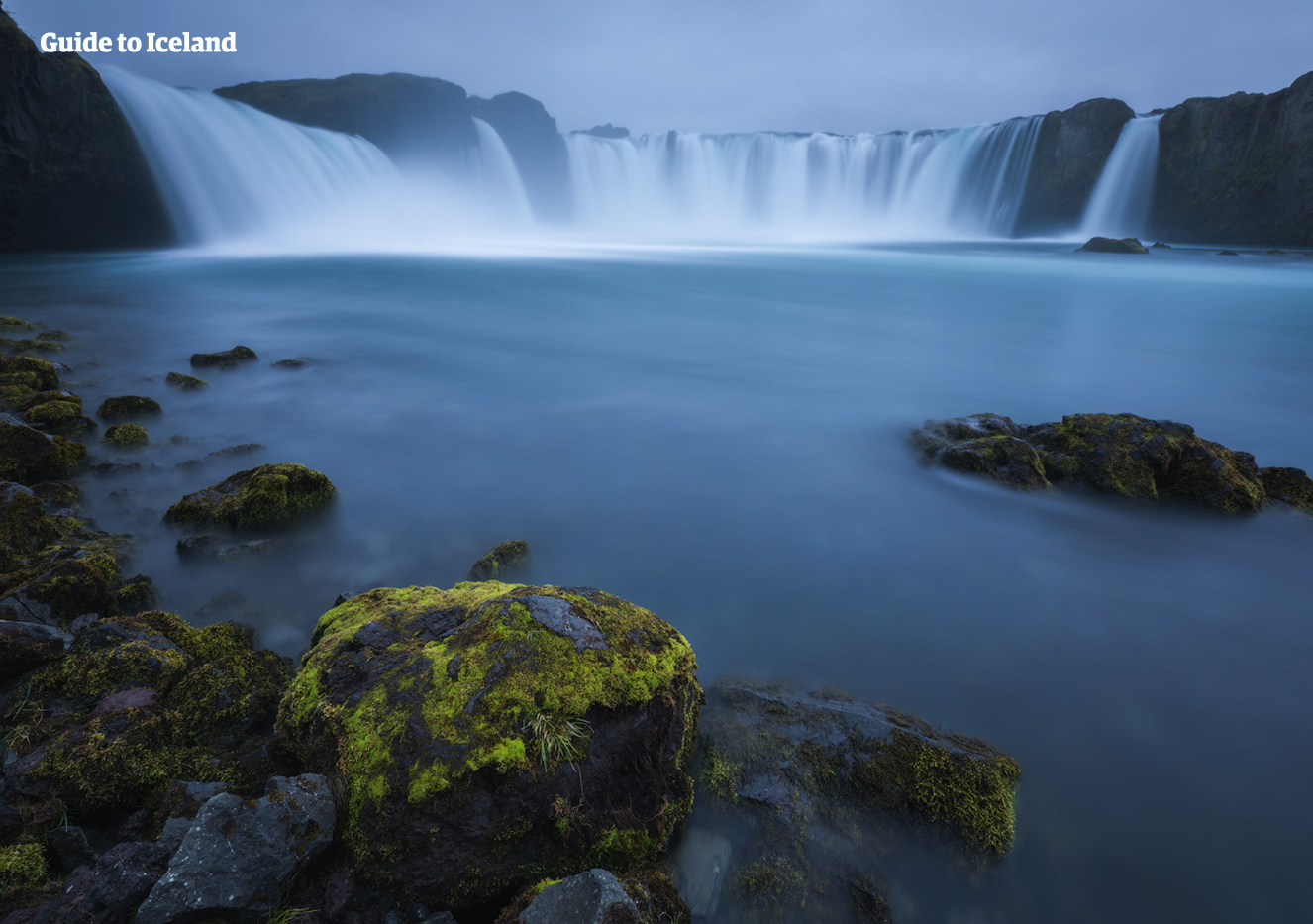 Goðafoss waterfall is located in North Iceland.