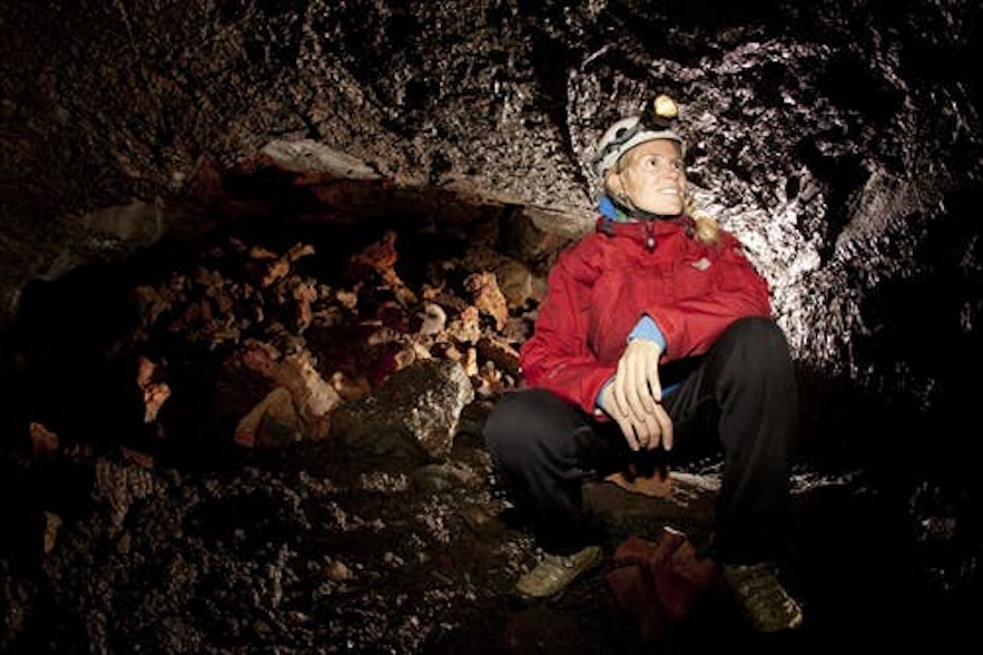 Leiðarendi cave is a prim example of an Icelandic lava tube.