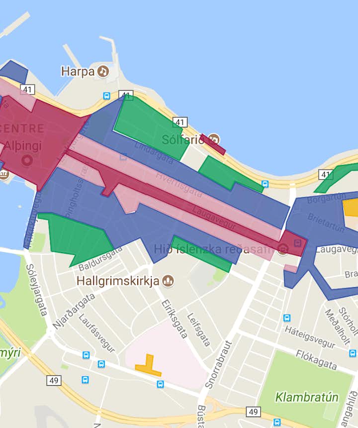 冰島停車場收費範圍地圖