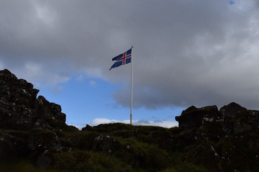 シングヴェトリル国立公園のアイスランド国旗その１