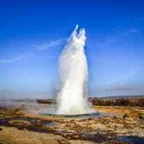 Strokkur hot spring makes up one part of the Golden Circle sightseeing route.