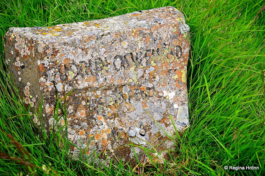 The memorial stone for Guðrún at Helgafell Snæfellsnes