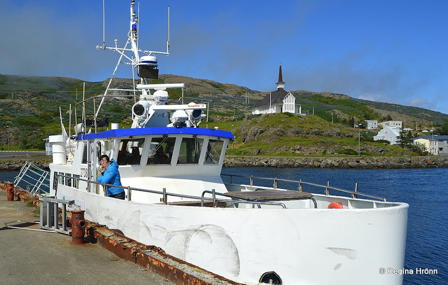 The whale-watching boat in Hólmavík