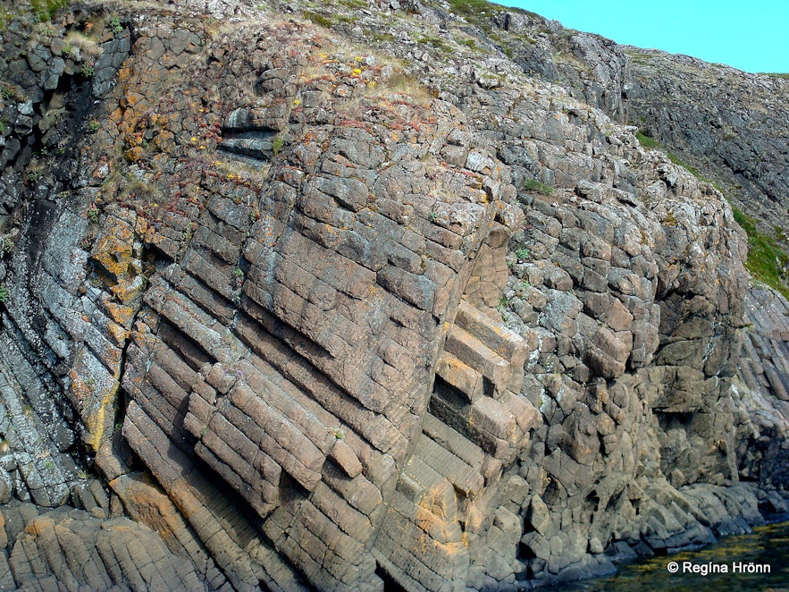 Basalt columns in Breiðafjörður bay, west Iceland
