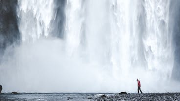 Get up close to Skogafoss waterfall on Iceland's South Coast.