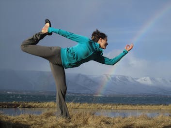 Doing yoga in North Iceland.