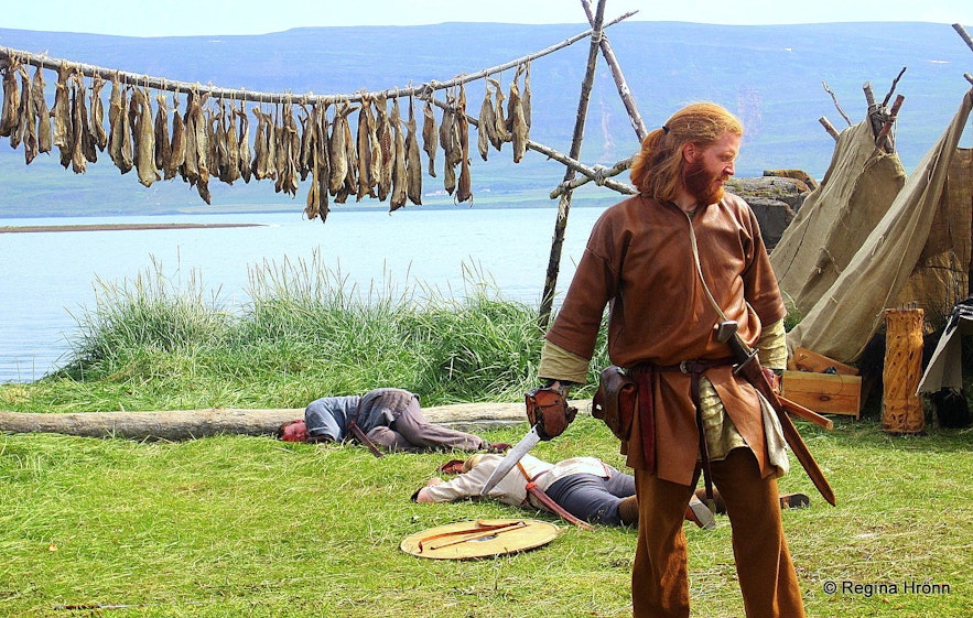 Man dressed in medieval costume at Gásir in north Iceland