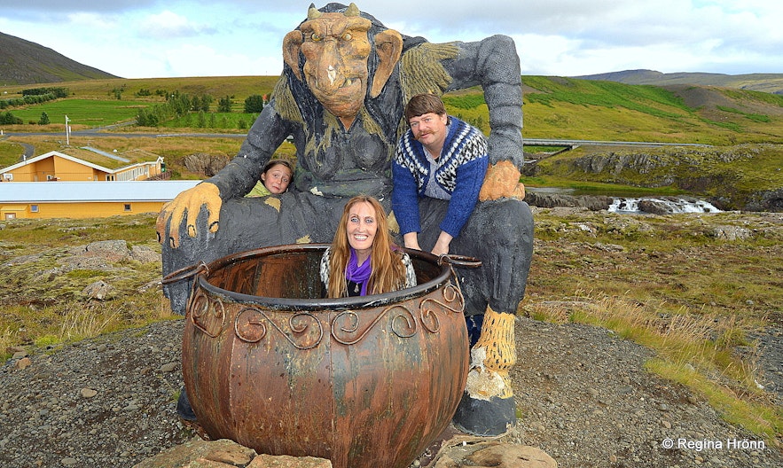 Sitting in the cauldron of Grýla at Fossatún in West-Iceland
