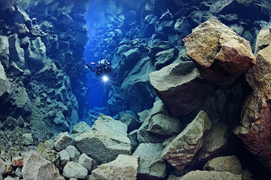 Diving in the Silfra fissure.