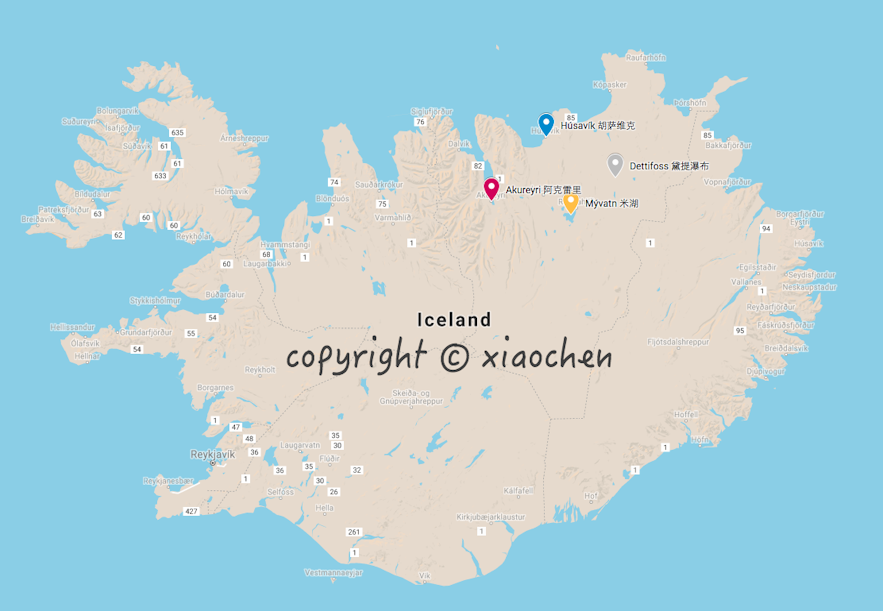 地图－胡萨维克在冰岛的地理位置