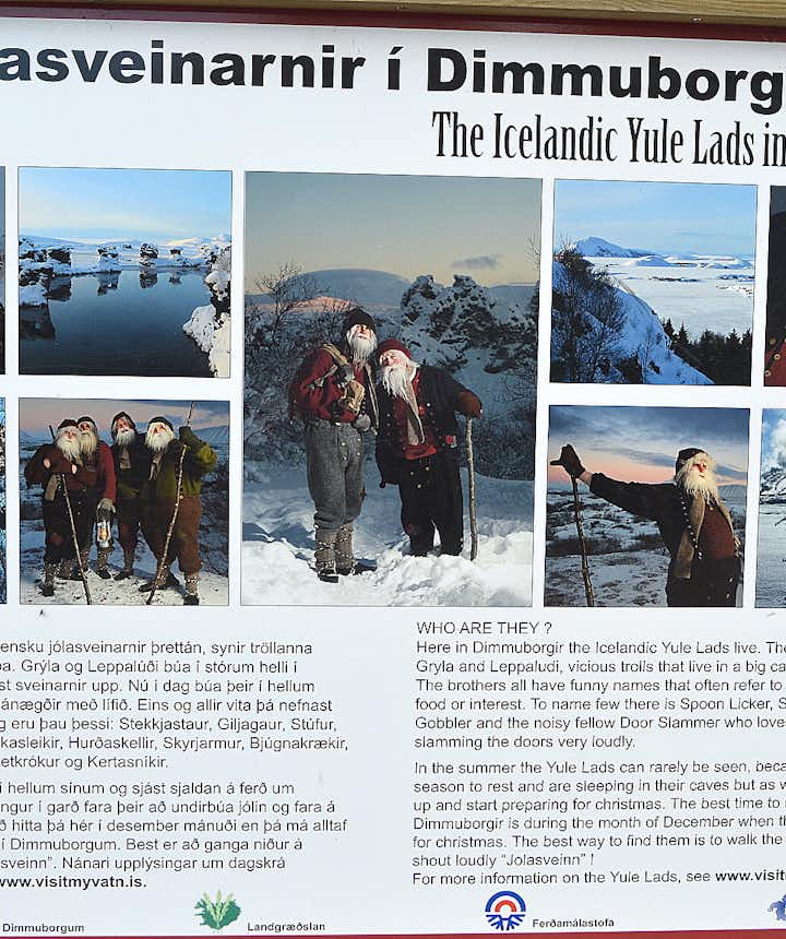 The information sign at Dimmuborgir tells us about the Icelandic Yule Lads