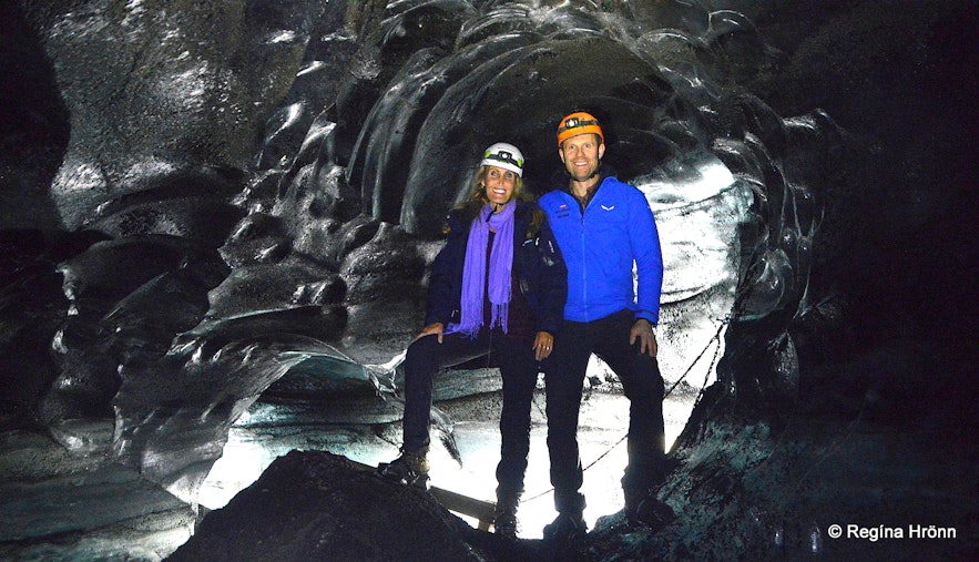 Regína at the Katla ice cave in South-Iceland