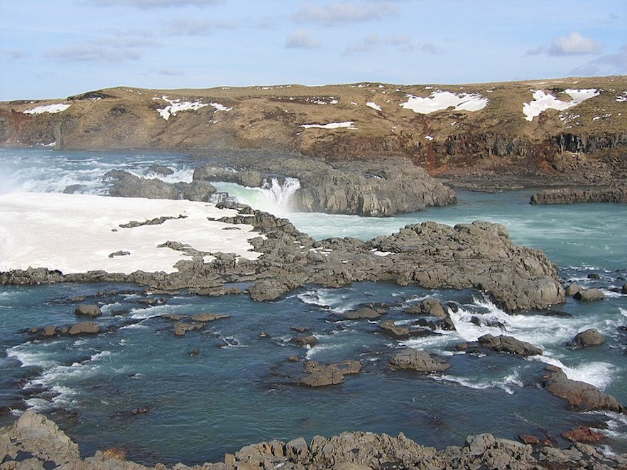 Þjórsjá river has many waterfalls across its length in south Iceland.